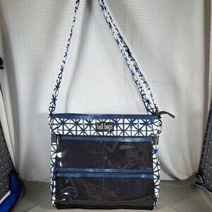 Luci Bags Blue White Black Geometric Shoulder Bag Zip Closure